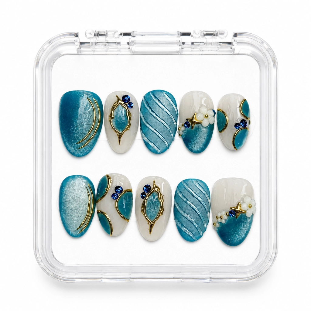 Press-on Nails Wholesale $9.90 Azure Elegance by Yabe Vietnam