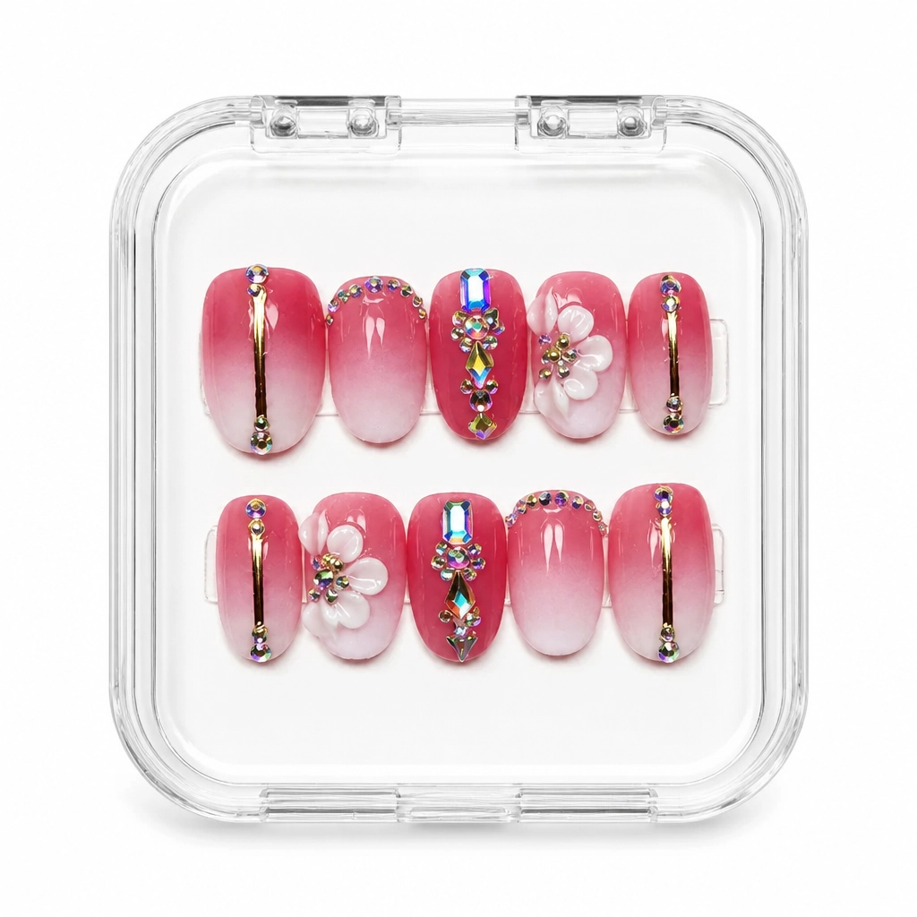 Press-on Nails Wholesale $9.90 Jeweled Blossom by Yabe Vietnam