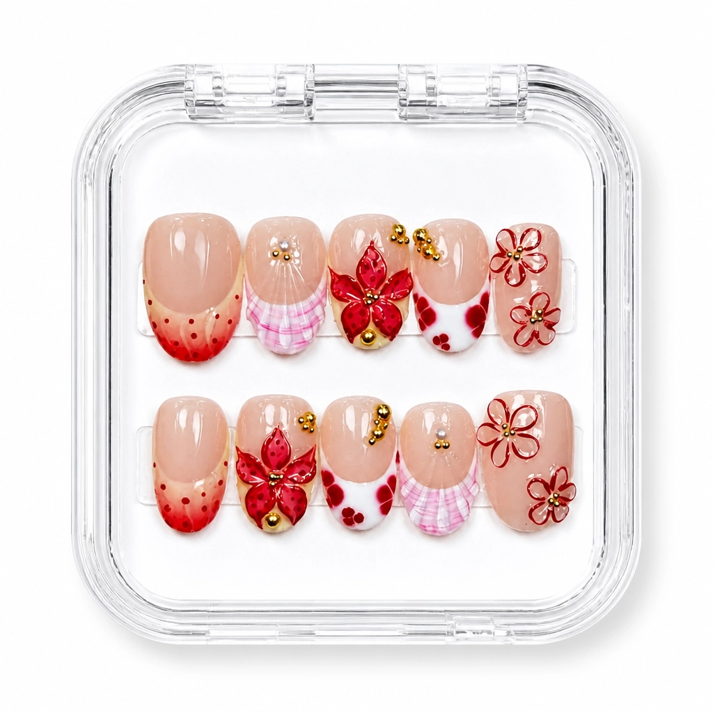 Press-on Nails Wholesale $9.90 Crimson Velvet Bloom by Yabe Vietnam
