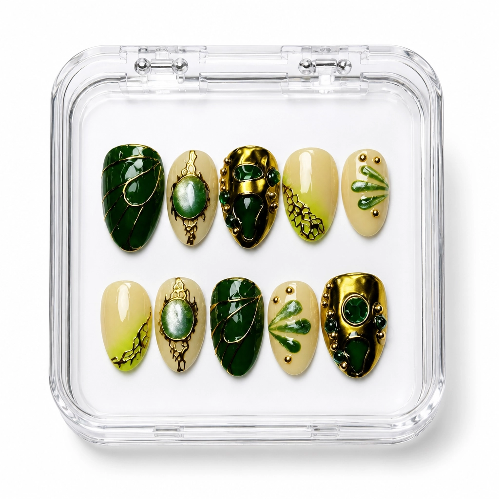 Press-on Nails Wholesale $9.90 Satin Emerald Luxe by Yabe Vietnam