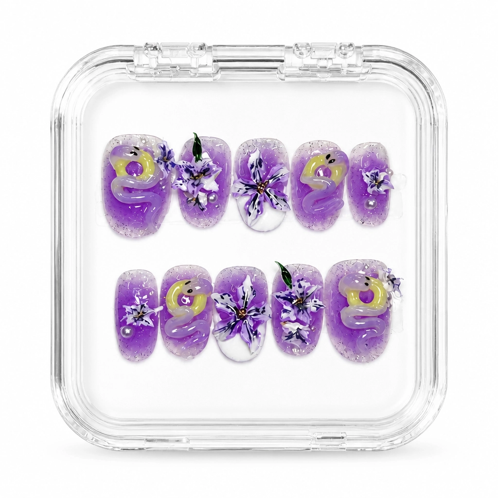 Press-on Nails Wholesale $9.90 Amethyst Blossom by Yabe Vietnam