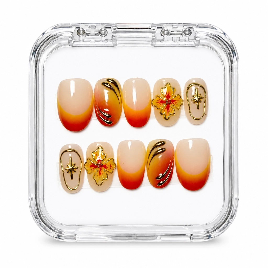 Press-on Nails Wholesale $9.90 Amber Blossom by Yabe Vietnam