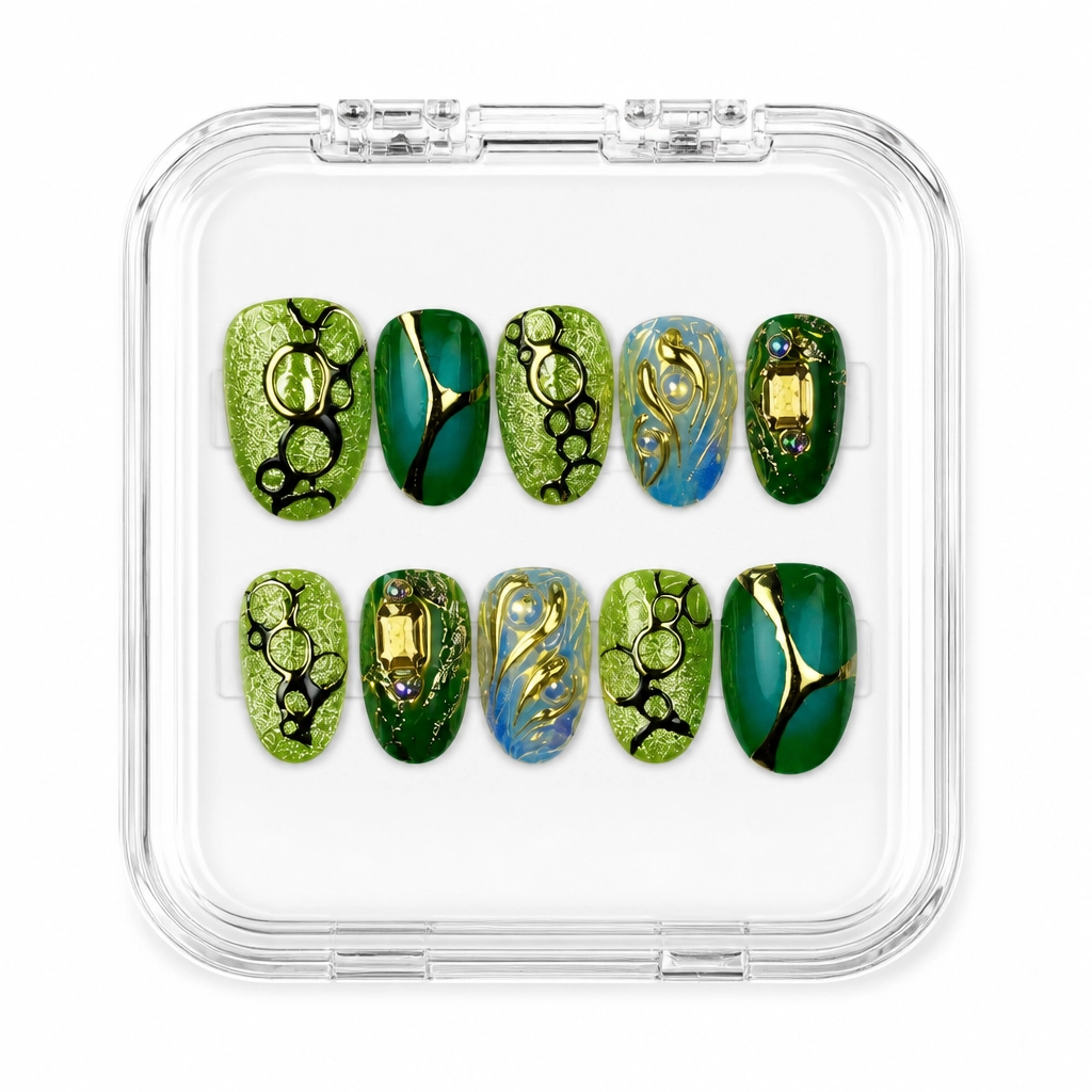 Press-on Nails Wholesale $9.90 Emerald Celestial by Yabe Vietnam