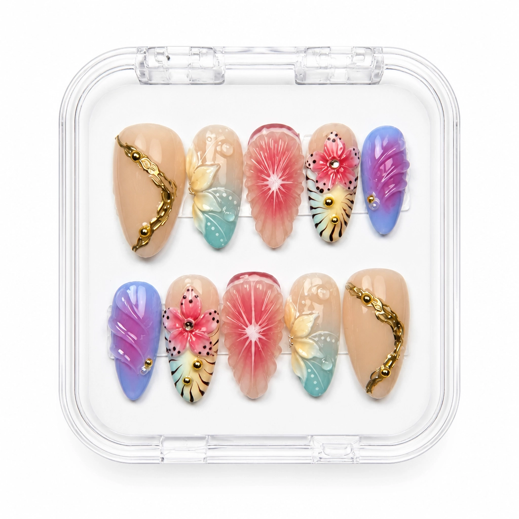 Press-on Nails Wholesale $9.90 Botanical Aurora by Yabe Vietnam