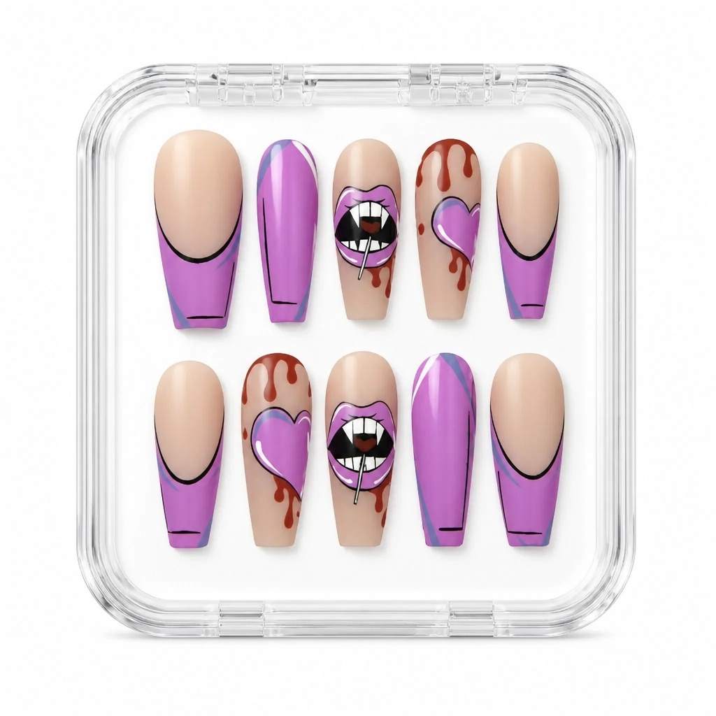 Press-on Nails Wholesale $9.90 Vivid Lip Art by Yabe Vietnam