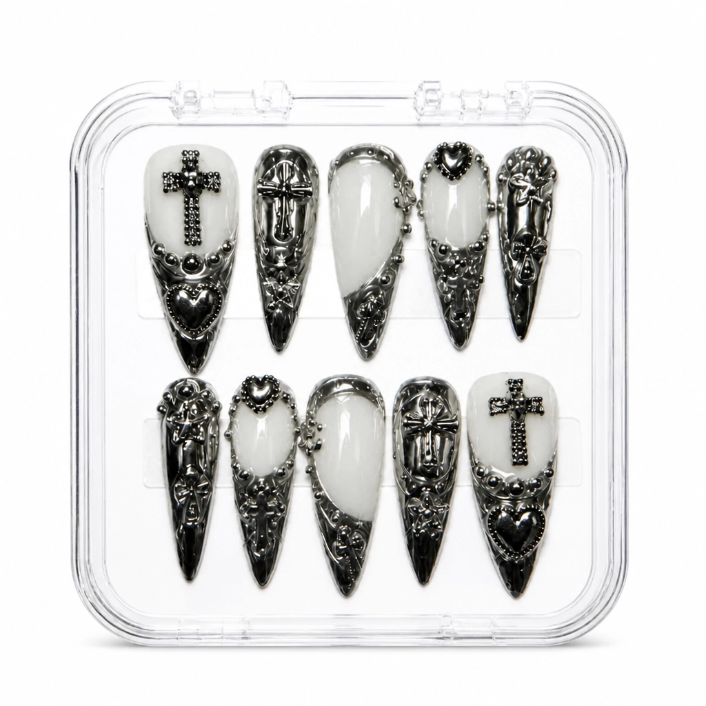 Press-on Nails Wholesale $9.90 Obsidian Elegance by Yabe Vietnam