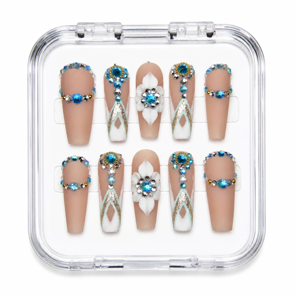 Press-on Nails Wholesale $9.90 Nude Azure Elegance by Yabe Vietnam