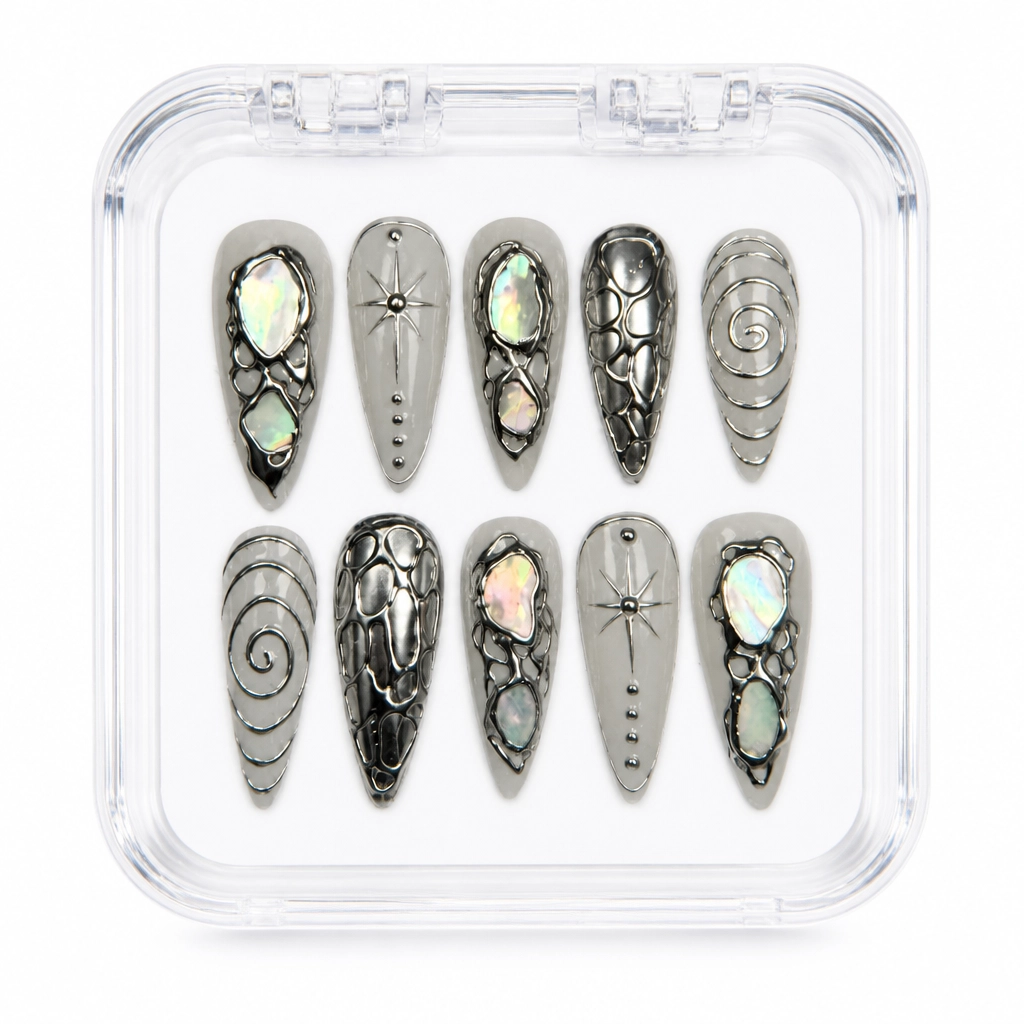 Press-on Nails Wholesale $9.90 Obsidian Opal Elegance by Yabe Vietnam