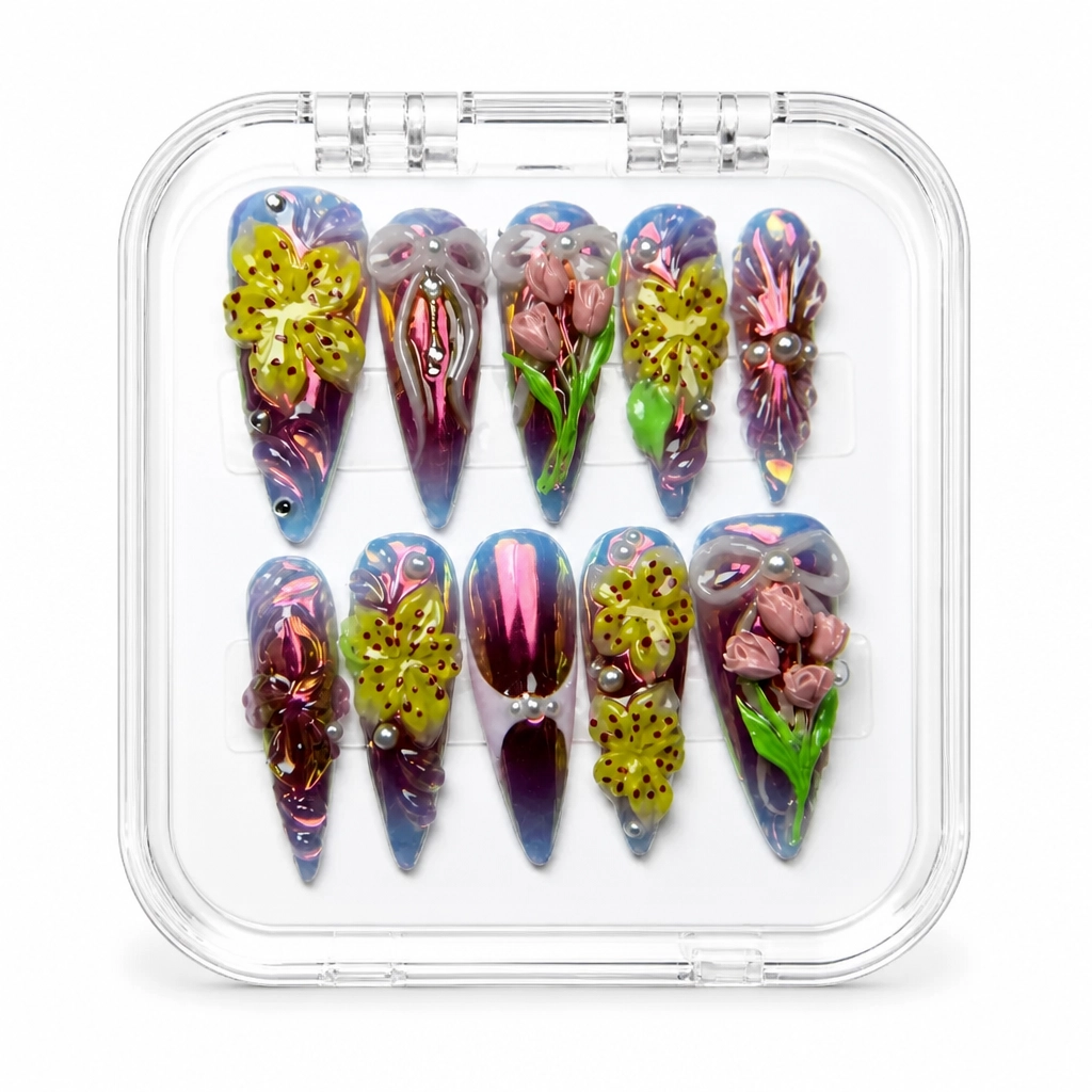 Press-on Nails Wholesale $9.90 Botanical Sparkle by Yabe Vietnam