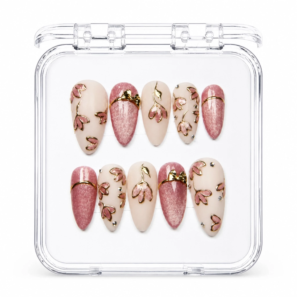 Press-on Nails Wholesale $9.90 Rose Gold Charm by Yabe Vietnam
