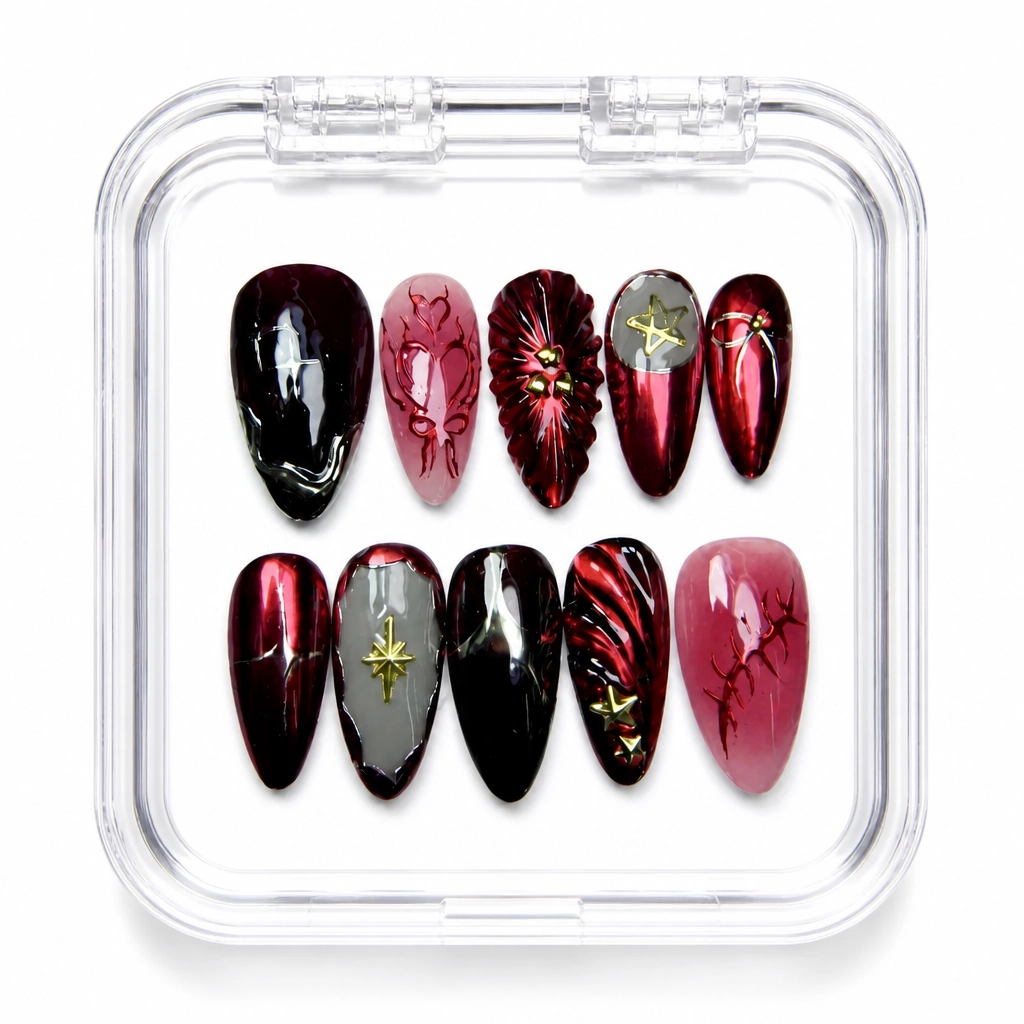 Press-on Nails Wholesale $9.90 Celestial Crimson by Yabe Vietnam