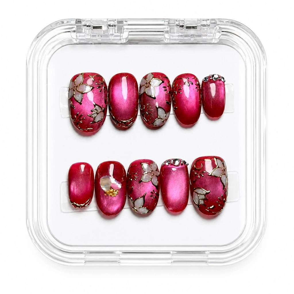 Press-on Nails Wholesale $9.90 Crimson Bloom by Yabe Vietnam