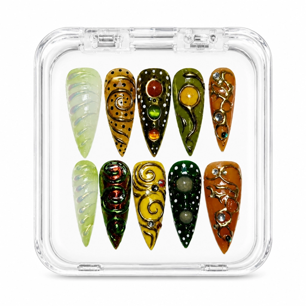 Press-on Nails Wholesale $9.90 Golden Serpent by Yabe Vietnam