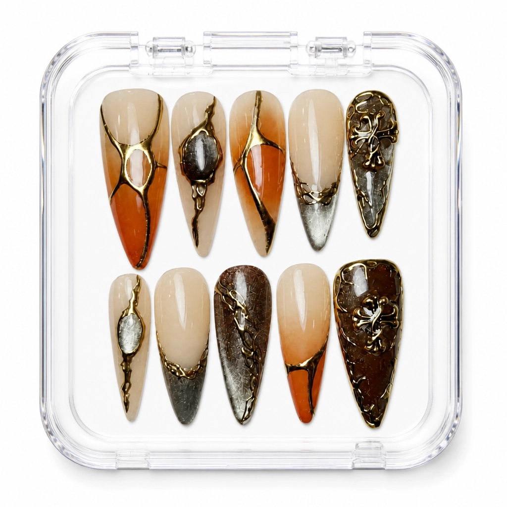 Press-on Nails Wholesale $9.90 Caramel Elegance by Yabe Vietnam