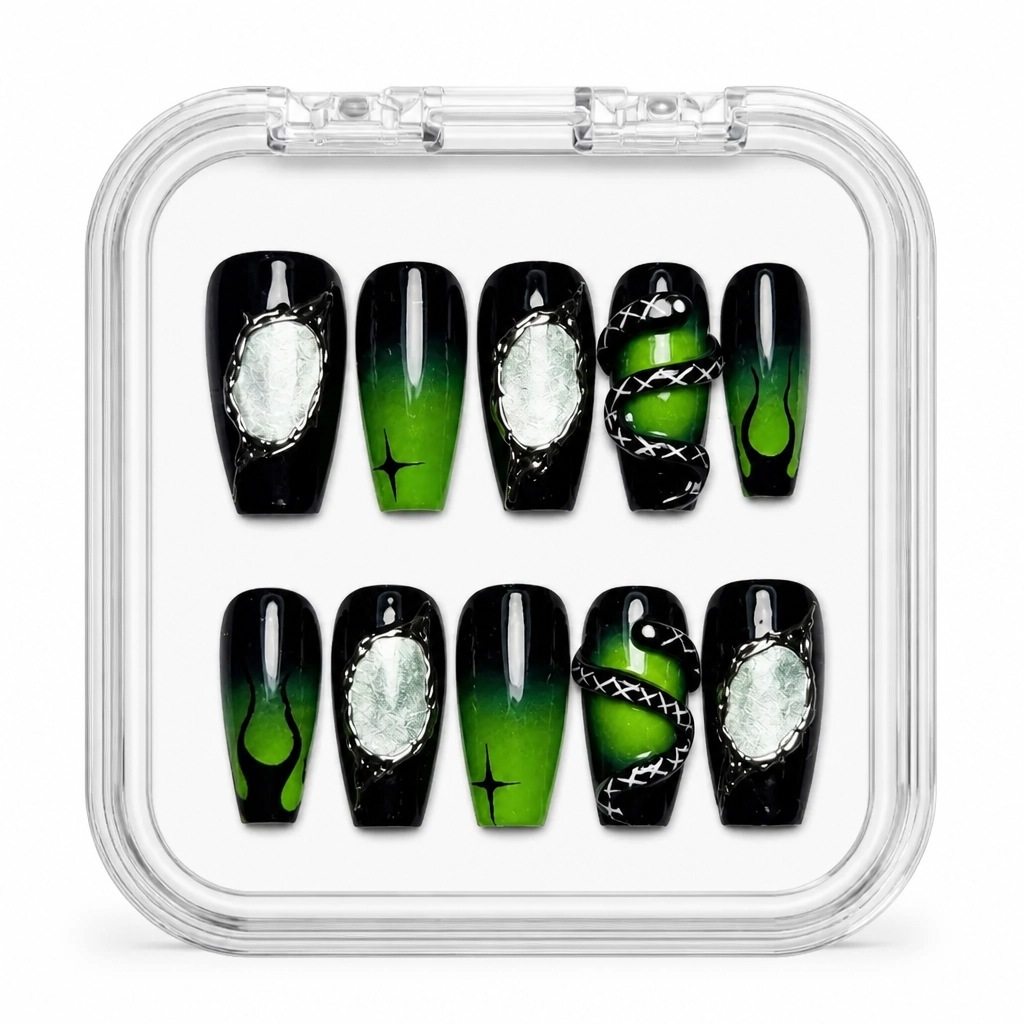 Press-on Nails Wholesale $9.90 Emerald Elegance by Yabe Vietnam