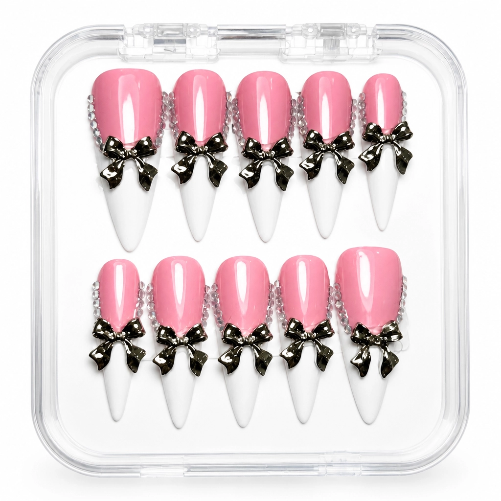 Press-on Nails Wholesale $9.90 Bow Elegance by Yabe Vietnam