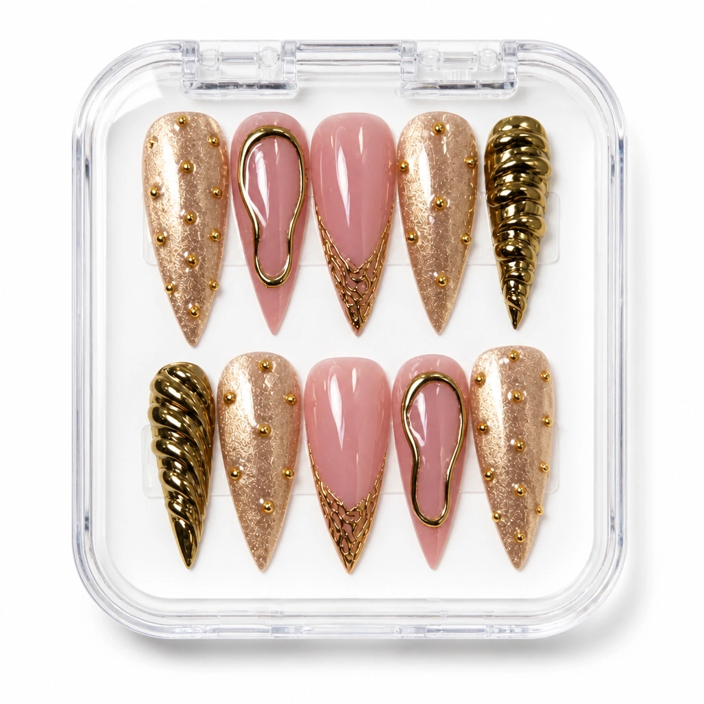 Press-on Nails Wholesale $9.90 Gilded Glamour by Yabe Vietnam