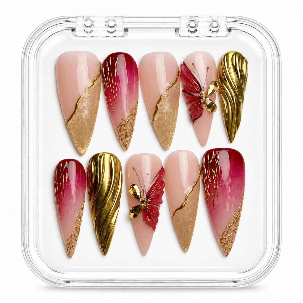 Press-on Nails Wholesale $9.90 Crimson Luxe by Yabe Vietnam
