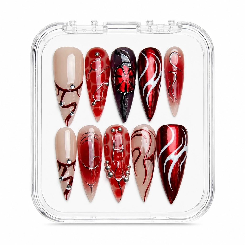 Press-on Nails Wholesale $9.90 Crimson Elegance by Yabe Vietnam