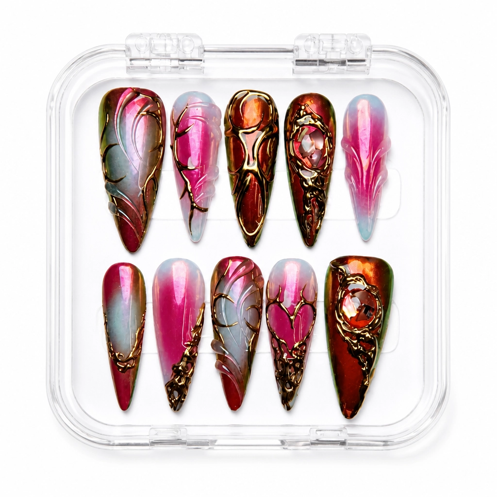 Press-on Nails Wholesale $9.90 Crimson Aurora by Yabe Vietnam