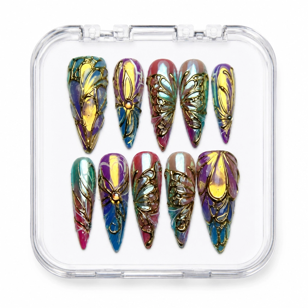 Press-on Nails Wholesale $9.90 Prismatic Feather by Yabe Vietnam