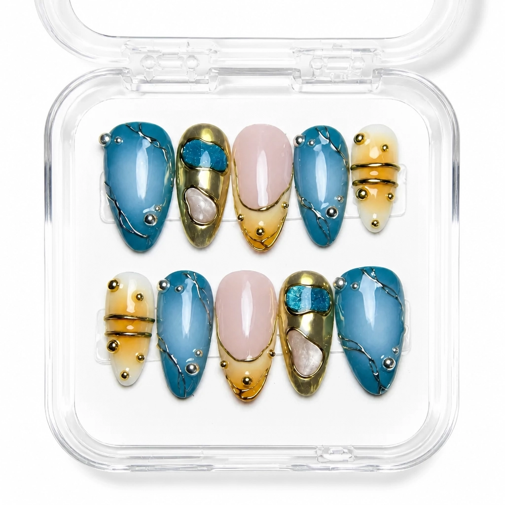 Press-on Nails Wholesale $9.90 Azure Luxe Opulence by Yabe Vietnam
