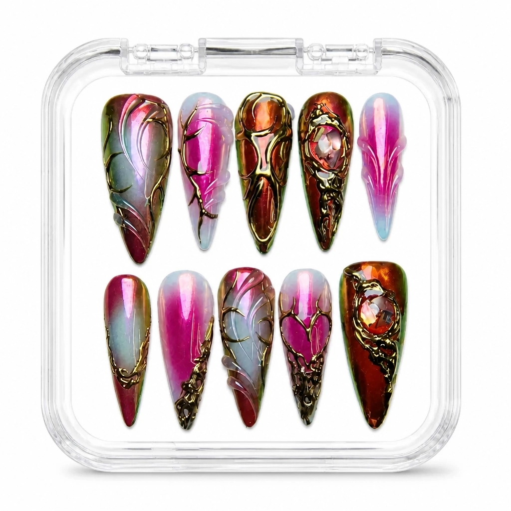 Press-on Nails Wholesale $9.90 Crimson Feather by Yabe Vietnam