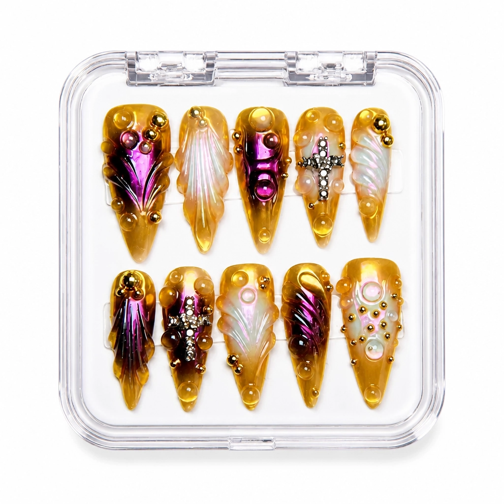 Press-on Nails Wholesale $9.90 Gilded Glamour by Yabe Vietnam