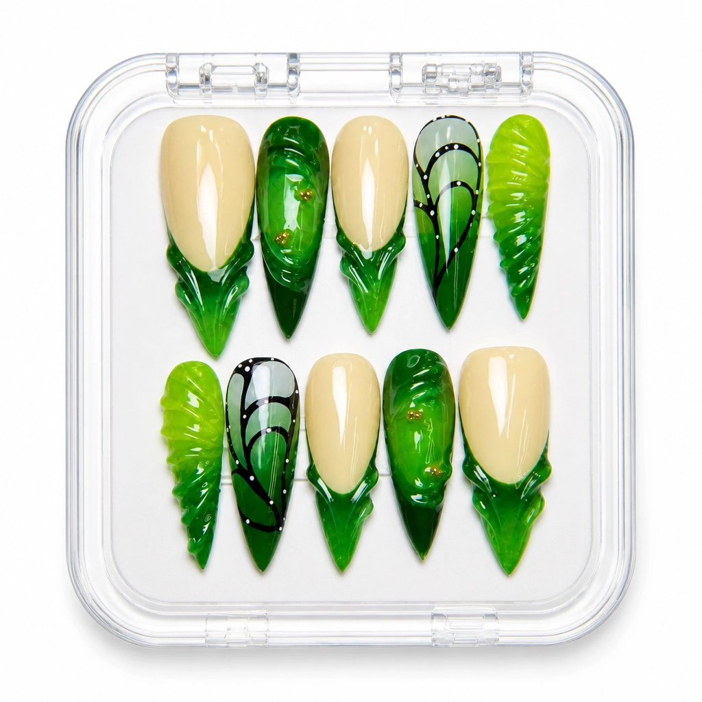 Press-on Nails Wholesale $9.90 Emerald Enchantment by Yabe Vietnam