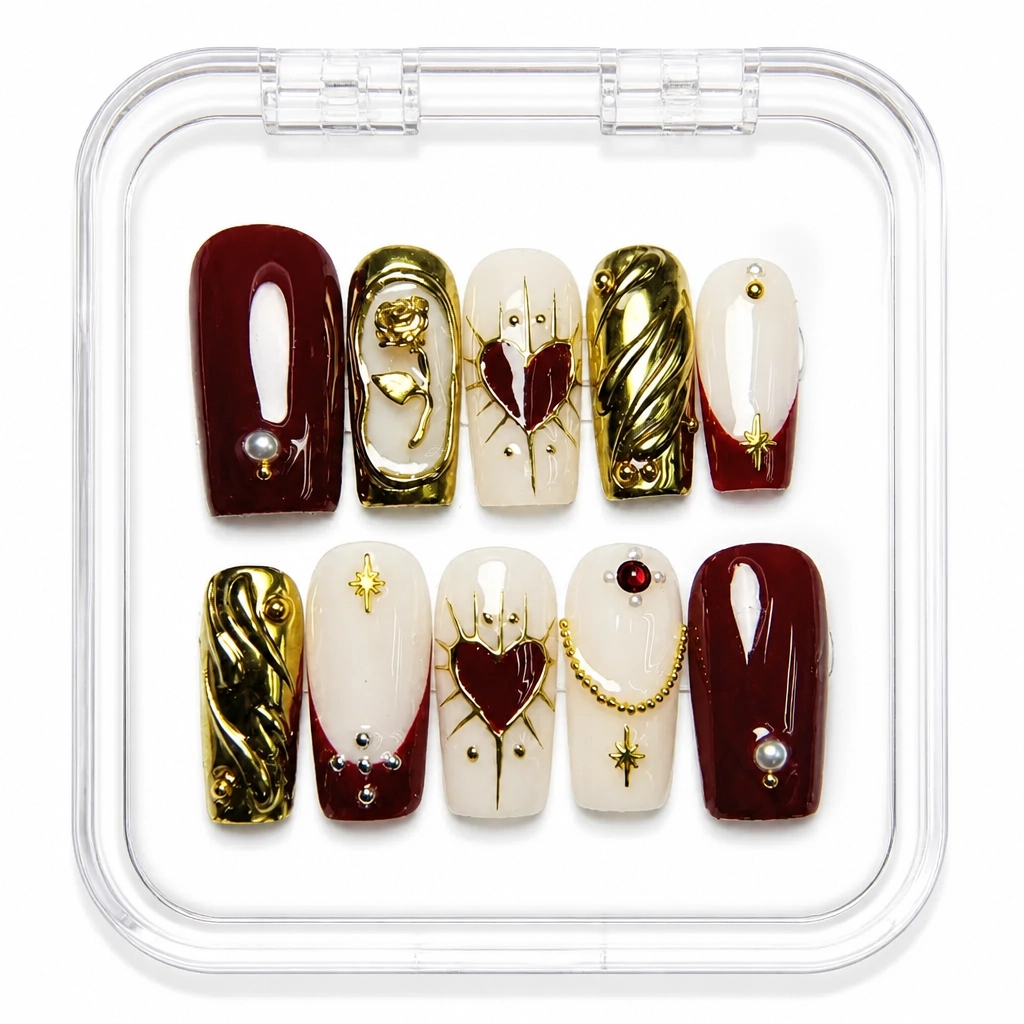 Press-on Nails Wholesale $9.90 Crimson Luxe by Yabe Vietnam