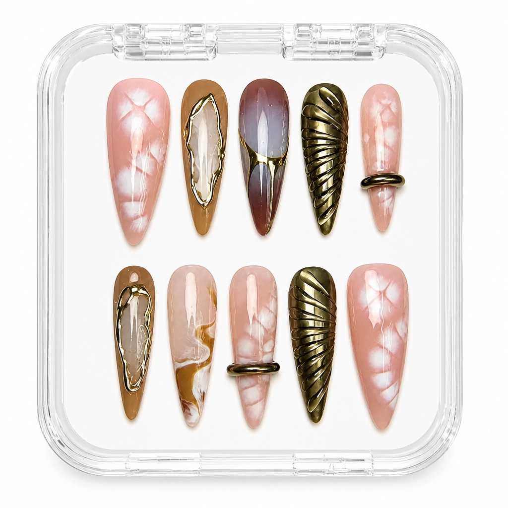 Press-on Nails Wholesale $9.90 Luxe Metallic Elegance by Yabe Vietnam