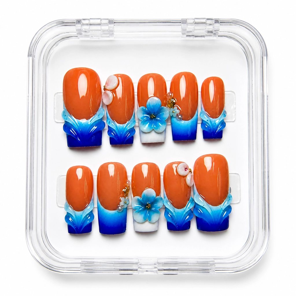 Press-on Nails Wholesale $9.90 Coral Bloom Luxe by Yabe Vietnam