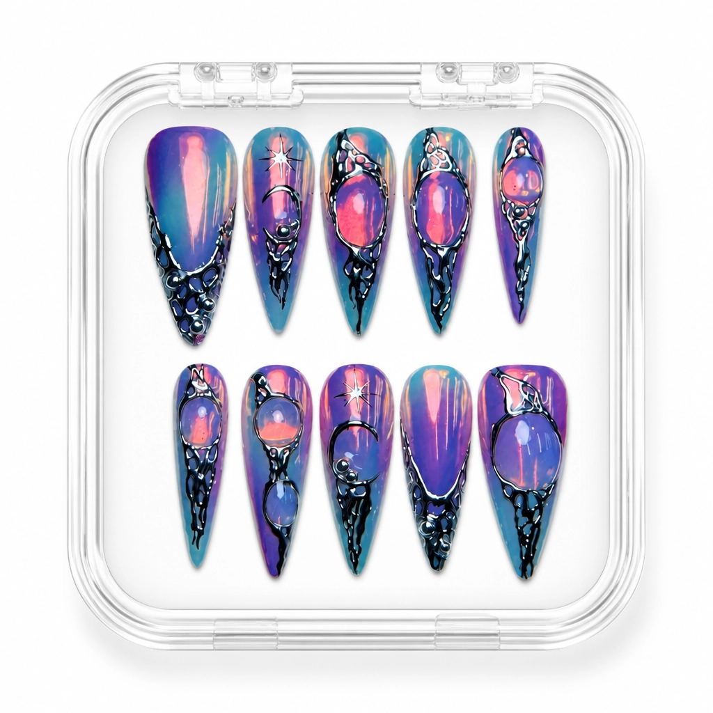 Press-on Nails Wholesale $9.90 Cosmic Stiletto by Yabe Vietnam