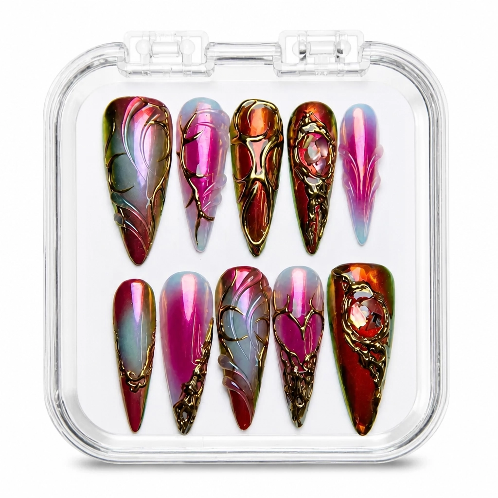 Press-on Nails Wholesale $9.90 Glimmer Crimson Luxe by Yabe Vietnam