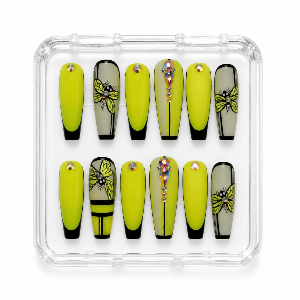 Press-on Nails Wholesale $9.90 Neon Botanical Bliss by Yabe Vietnam