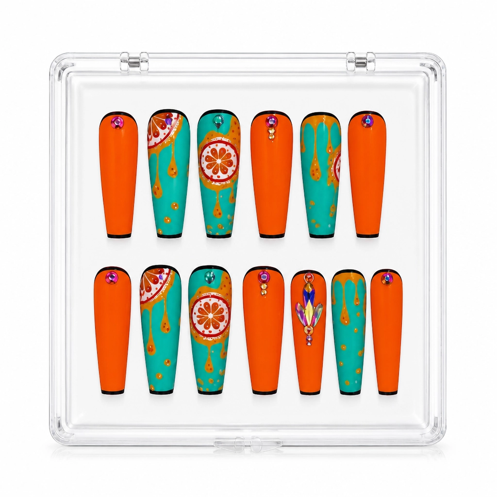 Press-on Nails Wholesale $9.90 Citrus Fusion by Yabe Vietnam