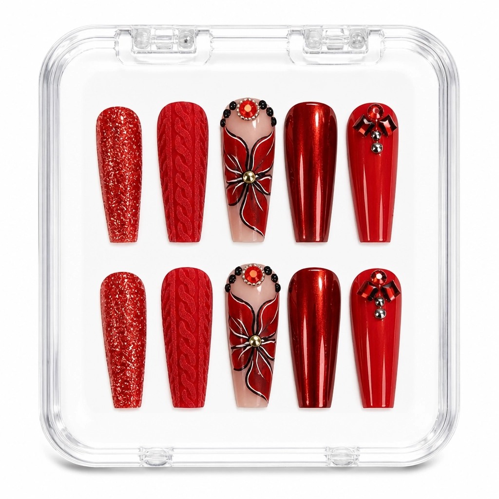 Press-on Nails Wholesale $9.90 Crimson Elegance by Yabe Vietnam