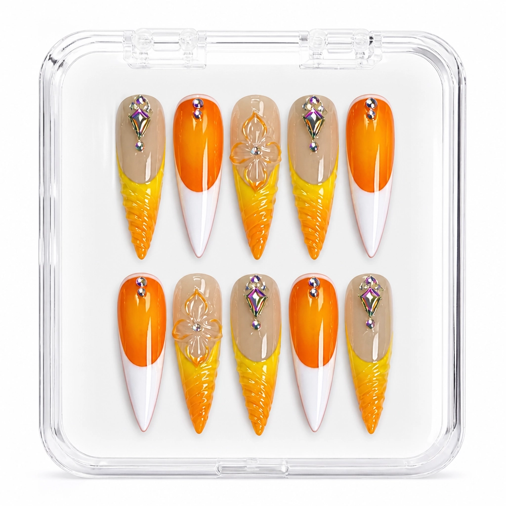 Press-on Nails Wholesale $9.90 Amber Ombre Glitz by Yabe Vietnam