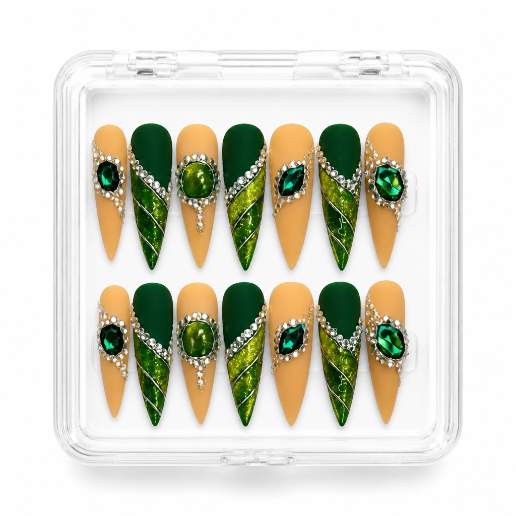 Press-on Nails Wholesale $9.90 Emerald Luxe by Yabe Vietnam