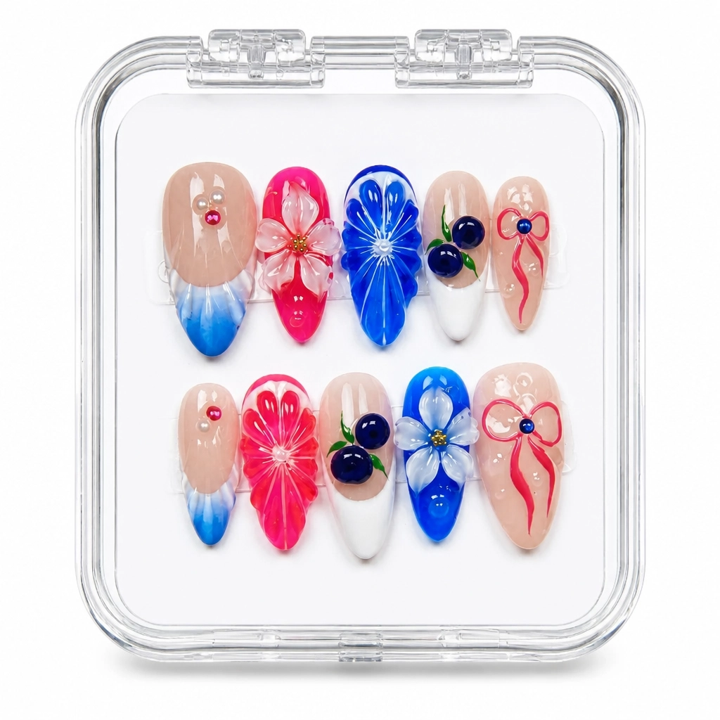 Press-on Nails Wholesale $9.90 Floral Chrome Bliss by Yabe Vietnam
