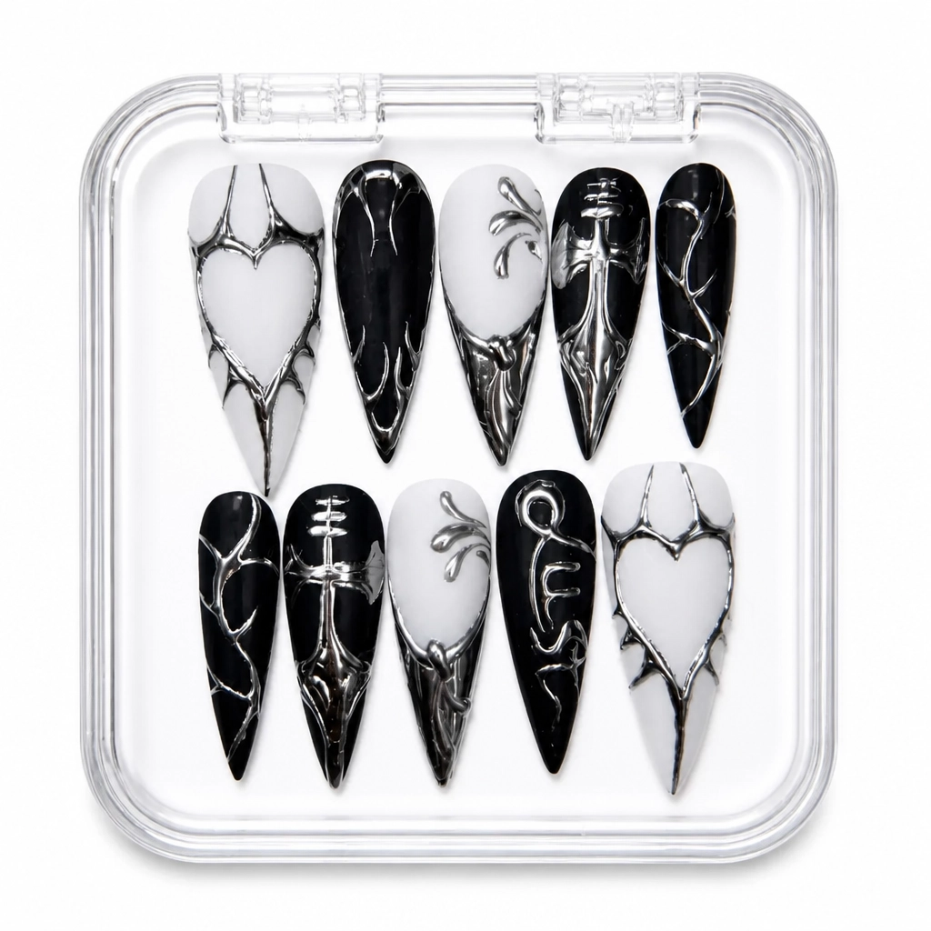 Press-on Nails Wholesale $9.90 Obsidian Elegance by Yabe Vietnam