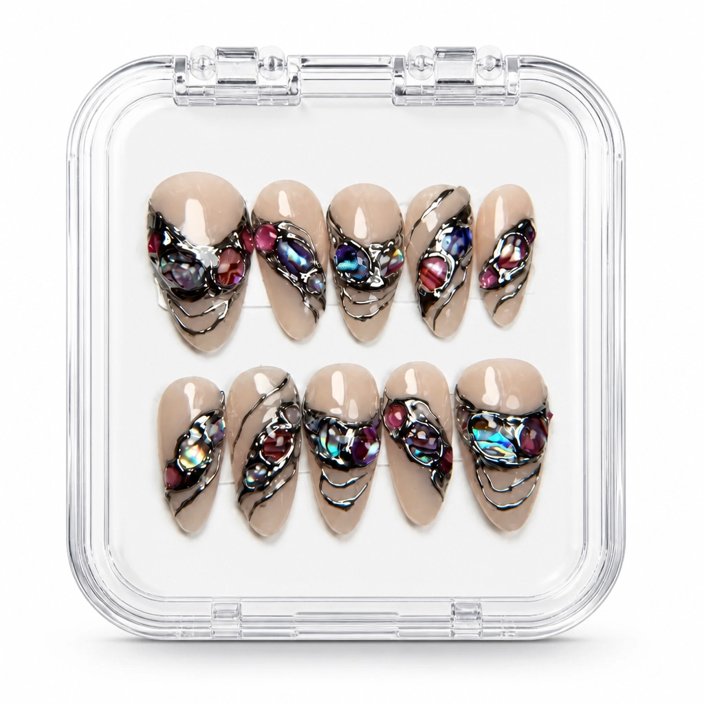 Press-on Nails Wholesale $9.90 Nude Crystalline Elegance by Yabe Vietnam