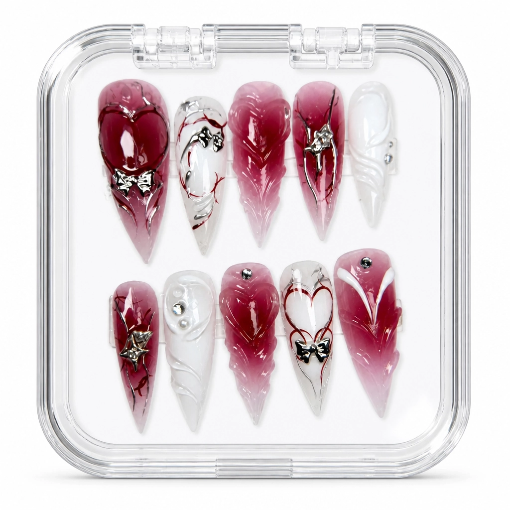 Press-on Nails Wholesale $9.90 Crimson Elegance by Yabe Vietnam