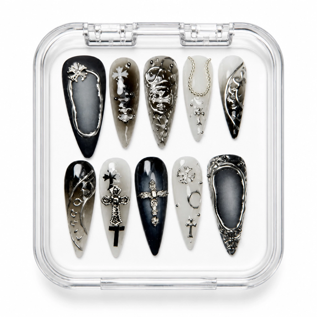 Press-on Nails Wholesale $9.90 Obsidian Elegance by Yabe Vietnam