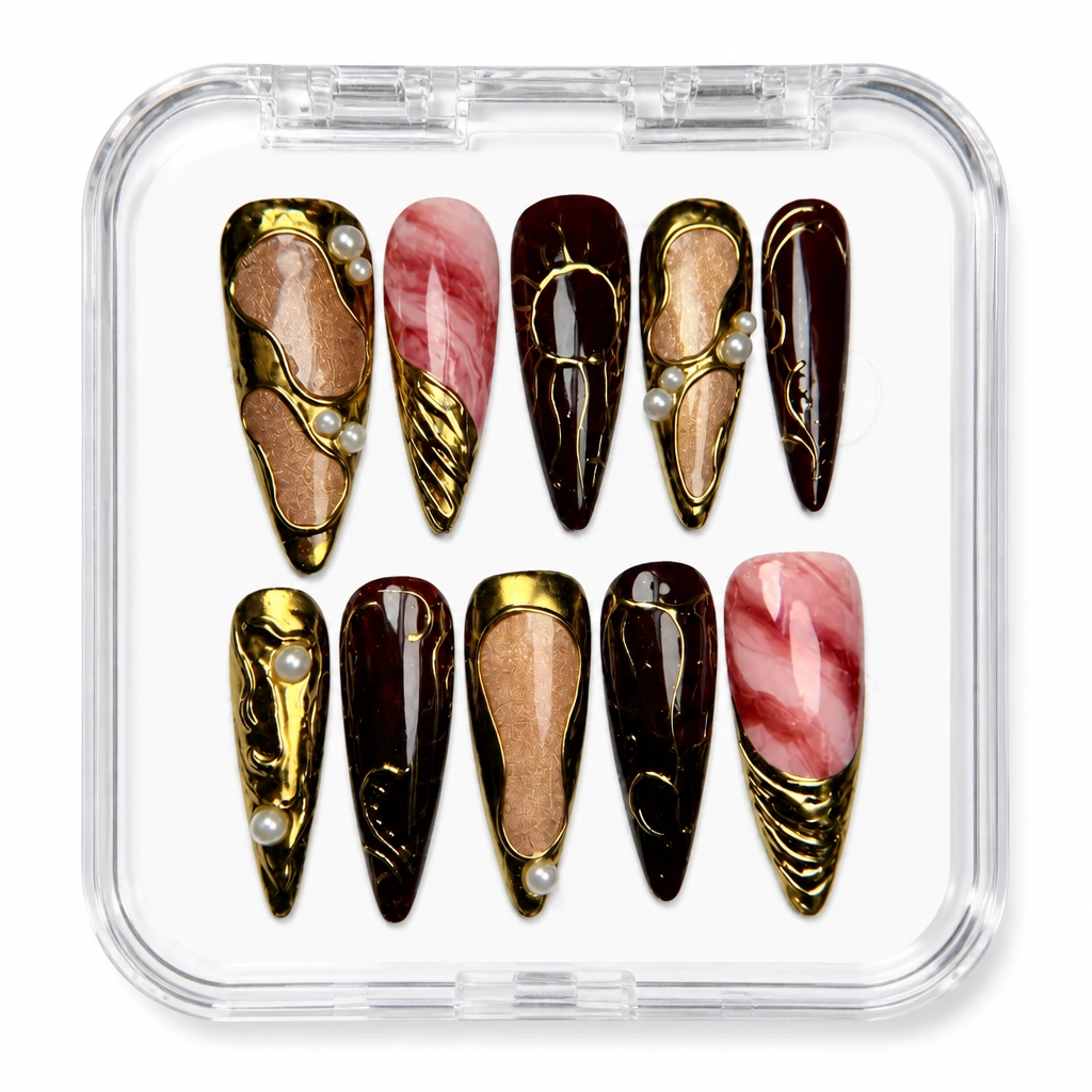 Press-on Nails Wholesale $9.90 Burgundy Luxe by Yabe Vietnam
