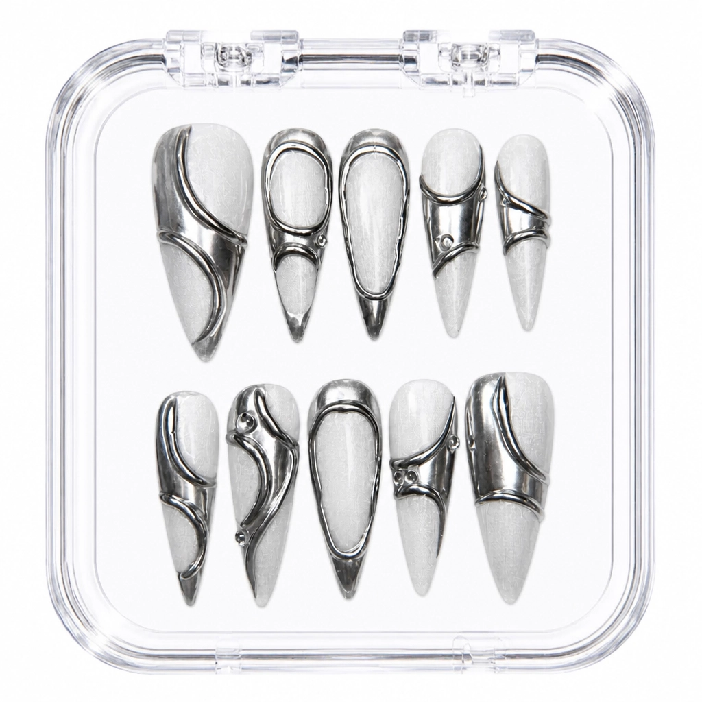 Press-on Nails Wholesale $9.90 Liquid Chrome Stiletto by Yabe Vietnam