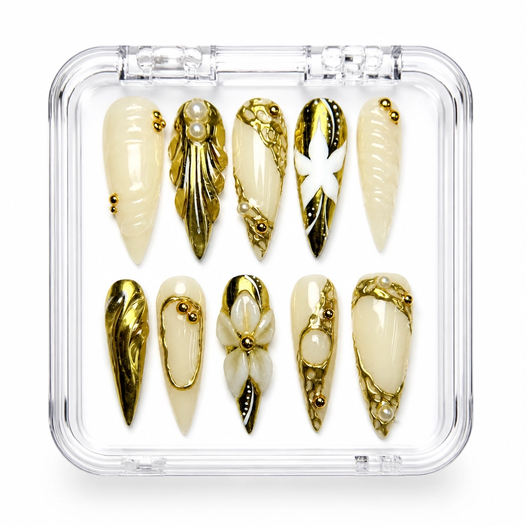 Press-on Nails Wholesale $9.90 Ivory Luxe Stiletto by Yabe Vietnam