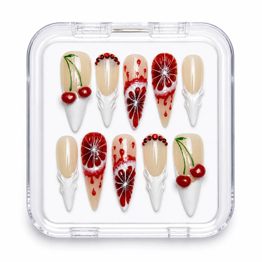 Press-on Nails Wholesale $9.90 Cherry Slice Luxe by Yabe Vietnam