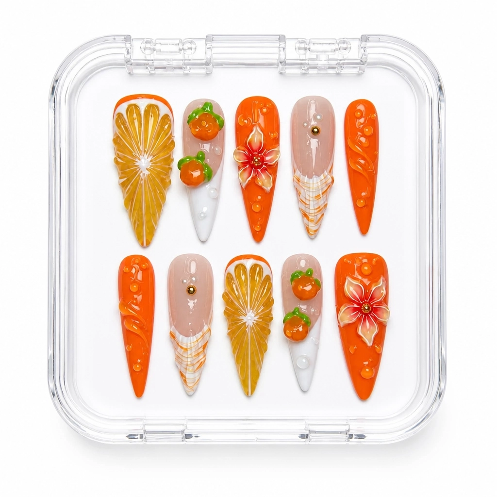Press-on Nails Wholesale $9.90 Citrus Radiance by Yabe Vietnam