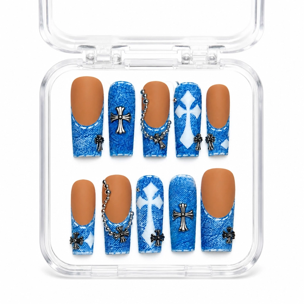 Press-on Nails Wholesale $9.90 Celestial Blue Elegance by Yabe Vietnam